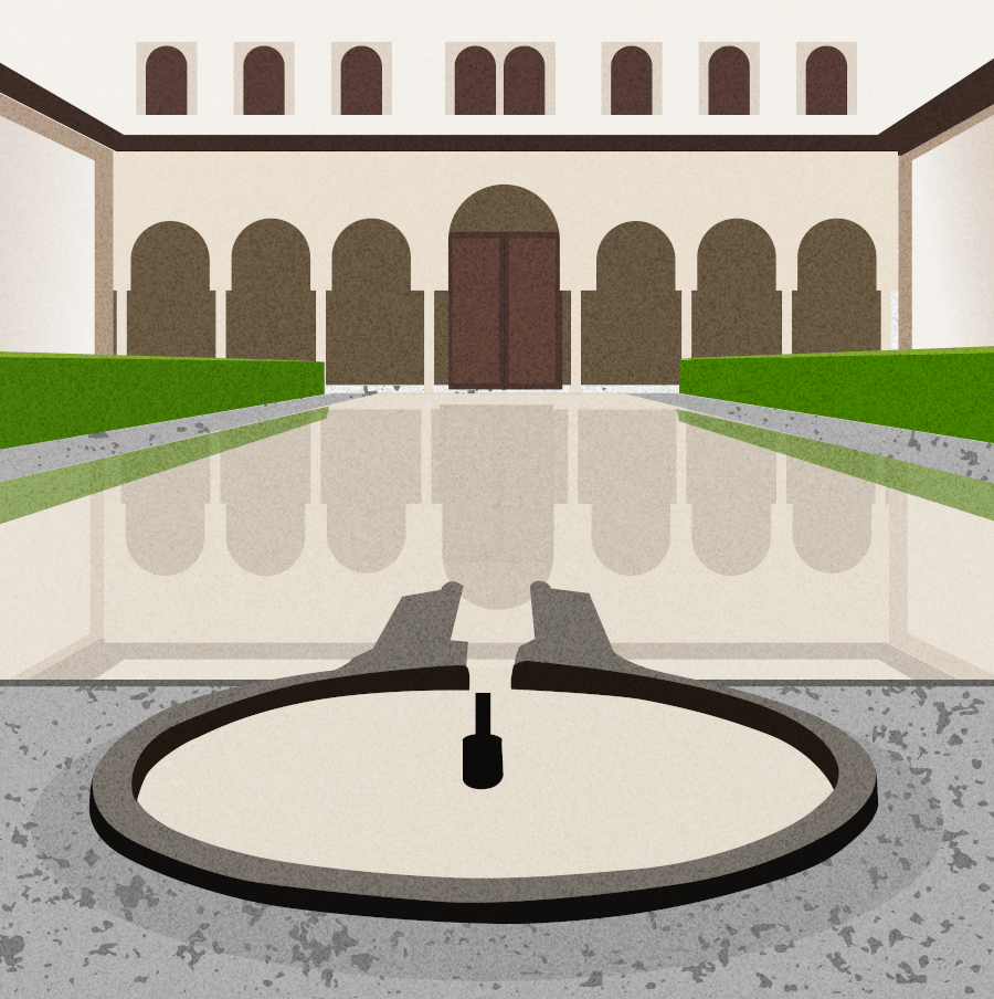 ilustración patio arrayanes alhambra